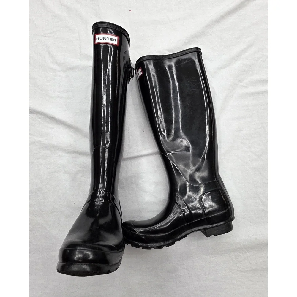 Hunter‎ Rain Boots Tall Black Original Gloss 4M/5F Waterproof